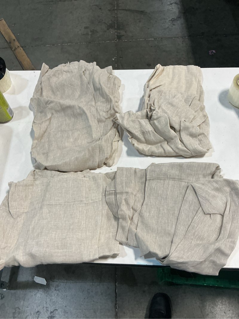 Condition photo showing New/Like New for european linen sheer curtain set, 48x96, flax