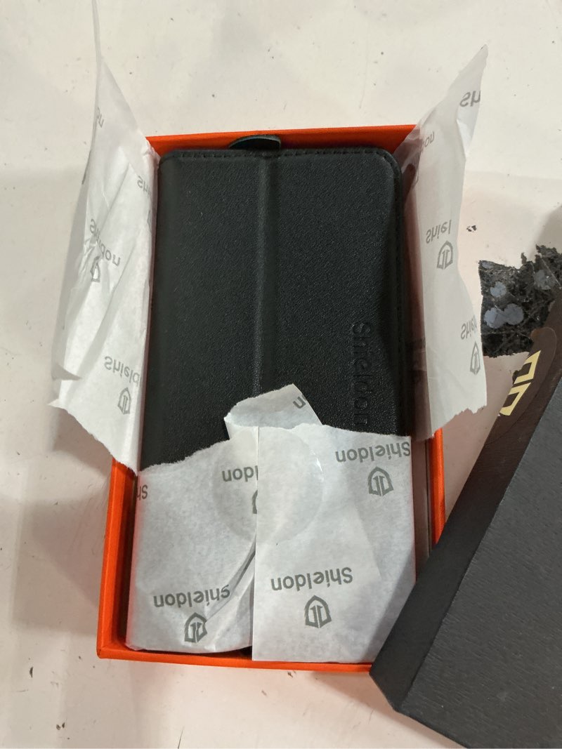 Condition photo showing New/Like New for shieldon case for iphone se 2022/se 2020, genuine leather card holder magnetic stand flip book cover shockproof protection case compatible with iphone se3/se2/8/7 - black