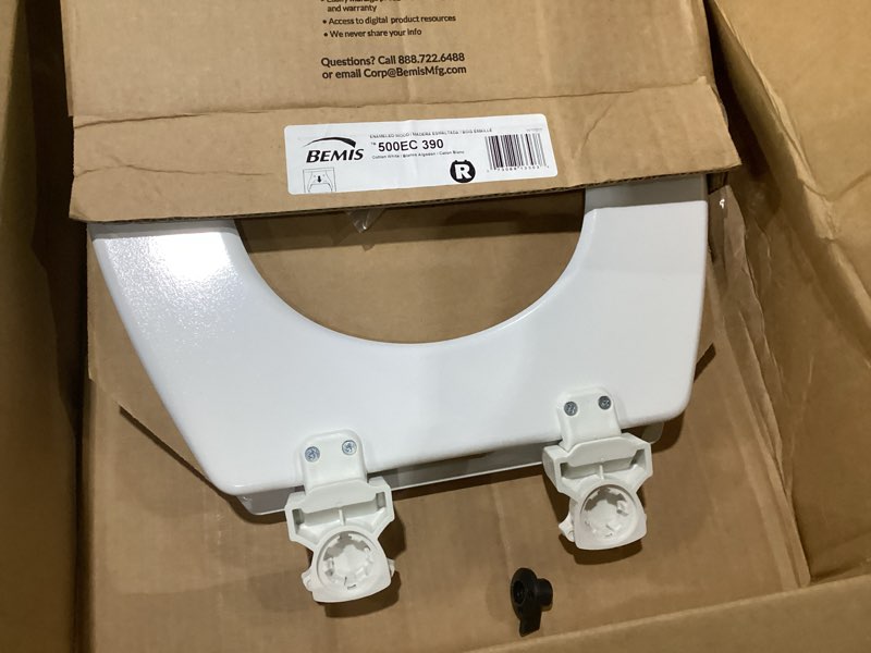 Condition photo showing As Is for bemis 500ec 390 toilet seat with easy clean & change hinges, 1 pack round, cotton white