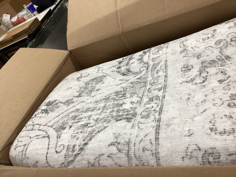 Condition photo showing Good Condition for 8x10 Vintage Washable Area Rugs Boho Medallion Large Distressed Retro Accent Carpet Floral Non-Slip Soft Low Pile Indoor Throw Rug for Living Room Bedroom Dining Room Office Kitchen, Gray 8' x 10' (Rectangular) Distressed | Grey