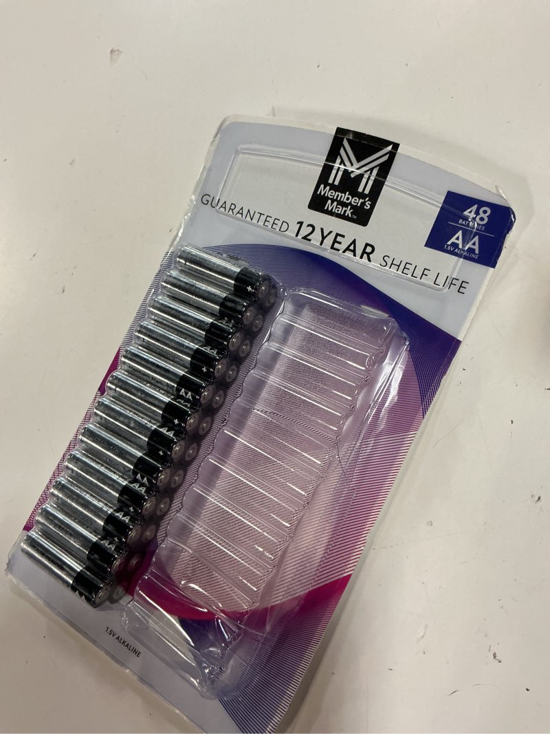 Condition photo showing As Is for member's mark aa alkaline batteries, 48 pack