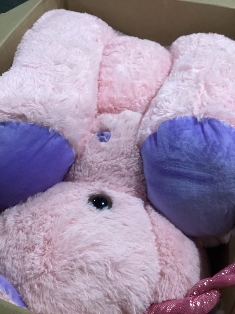 Condition photo showing As Is for morismos giant stuffed unicorn 4 foot, 51'' giant unicorn stuffed animal with baby pony doll for girl boy kid mother, jumbo pink stuffed animal for baby shower birthday christmas valentines pink unicorns