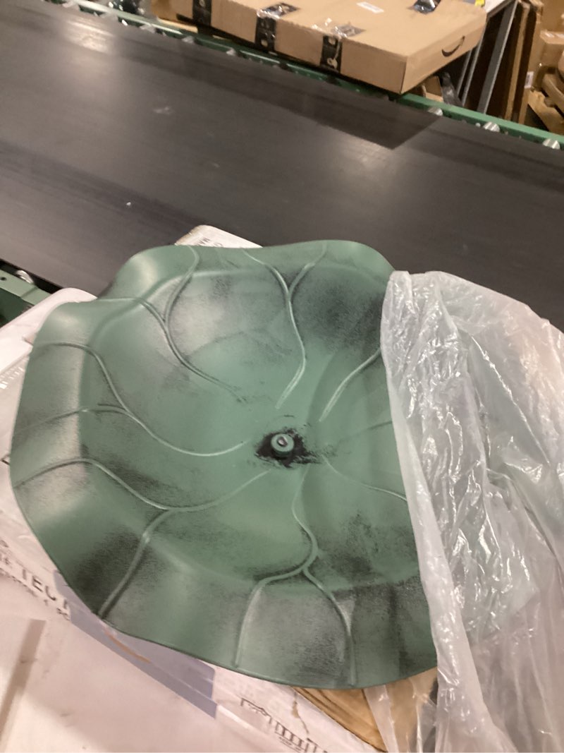 Condition photo showing As Is for 33\" lotus birdbath with birds - green- alpine corporation