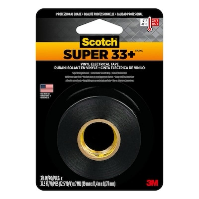 Scotch Super 33+ 0.75-in x 37.5-ft Vinyl Electrical Tape Black