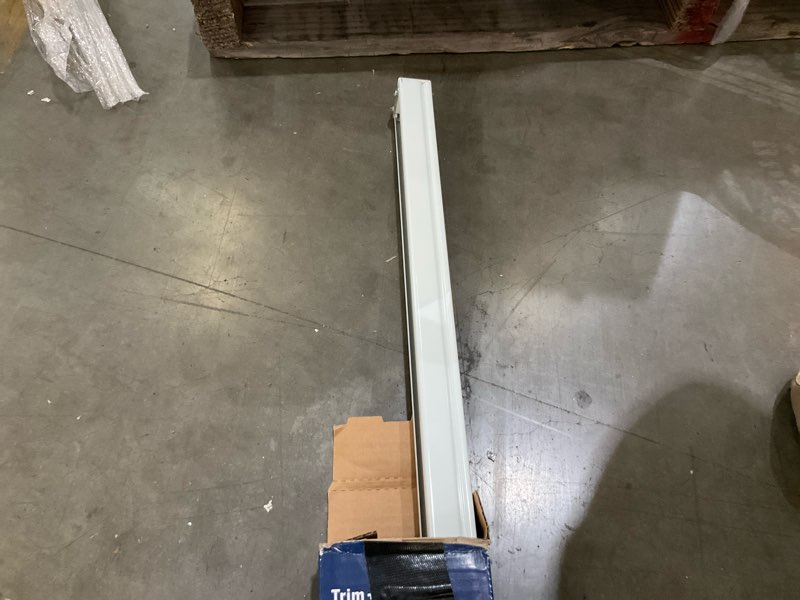 Condition photo showing As Is for levolor trim+go slat width 104-in x white aluminum headrail blinds
