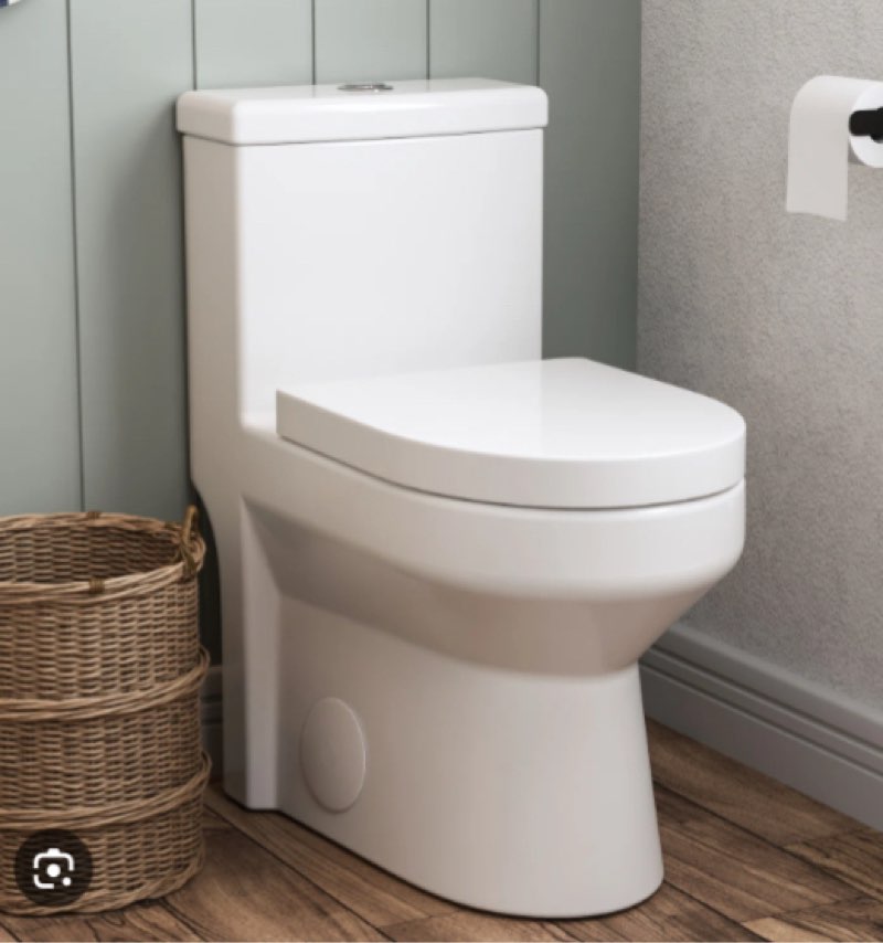 DeerValley Liberty Compact Toilets One-Piece Toilet With High-Efficiency Flush Round Toilet for Space-Saving Floor Mounted (Seat Included) Finish: White/Black, Rough-In Size: 12"