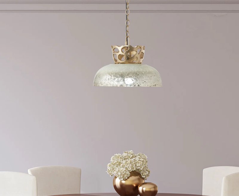 13°W Fyntie Gold - Finish Crown with Glass Shade Pendant