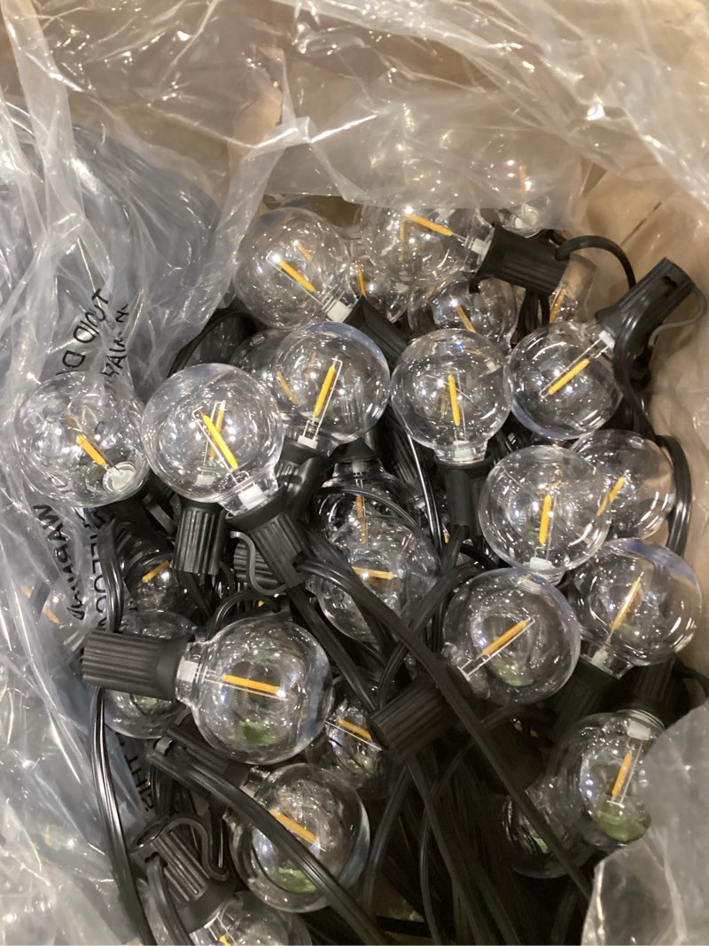Condition photo showing As Is for svater outdoor string lights 300 ft, patio lights outside with 156 g40 shatterproof led bulbs, waterproof hanging globe lighting for bistro backyard cafe market, warm white 2700k?3 x 100 ft? 300ft