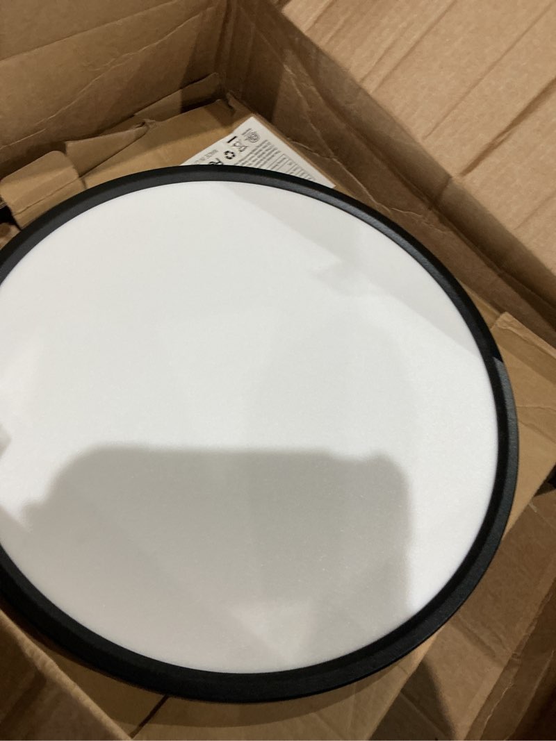 Condition photo showing As Is for hepsid flush mount led ceiling light fixture black, 6.5inch 12watt, dimmable & 3000k-4000k-6500k ceiling lamp 1200lm low profile ceiling light for kitchen bedroom hallway porch black 6.5inch-1pack