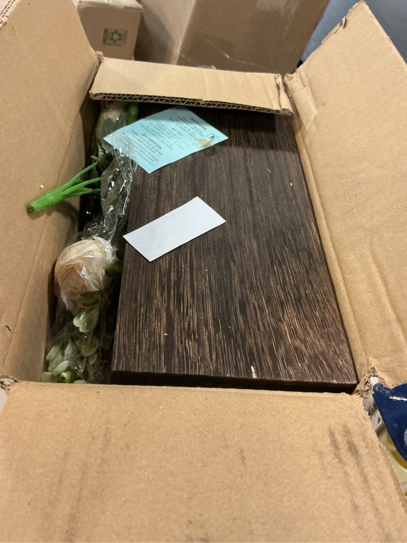 Condition photo showing Good Condition for LUEUR Mason Jar Lights Centerpiece with Farmhouse Wood Tray – 3 Jars with Champagne Peony Spring Flo