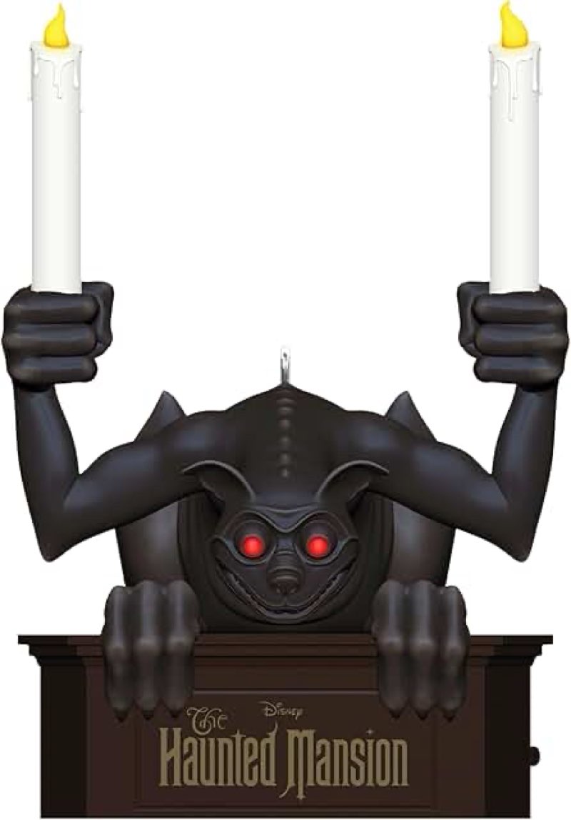 hallmark keepsake disney christmas ornament, the haunted mansion gargoyle with light, gifts for disn