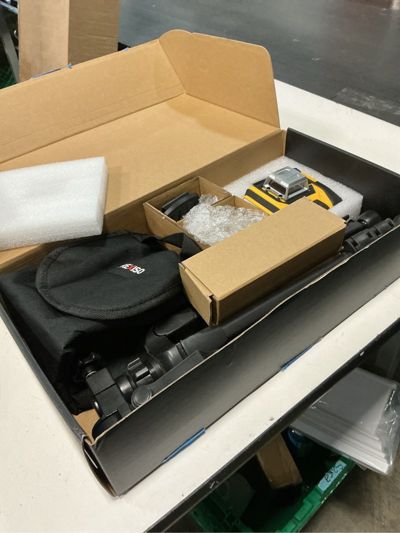 Condition photo showing Good Condition for prexiso rechargeable 360° self leveling green laser level with tripod, magnetic base, glasses - for construction, tile, home renovation