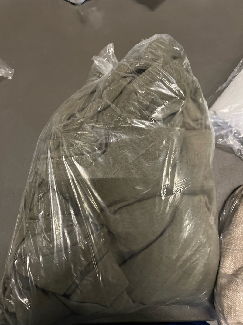 Condition photo showing Good Condition for european linen duvet cover, full/queen, dusty olive
