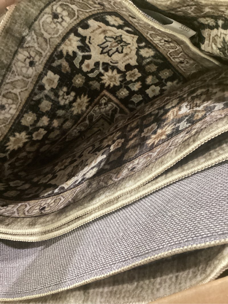 Condition photo showing Good Condition for 10x14 area rugs for living room - washable vintage retro large rug, soft ultra thin non slip low pile traditional distressed boho carpet for bedroom dining room home office, charcoal olive b-charcoal / olive 10x14