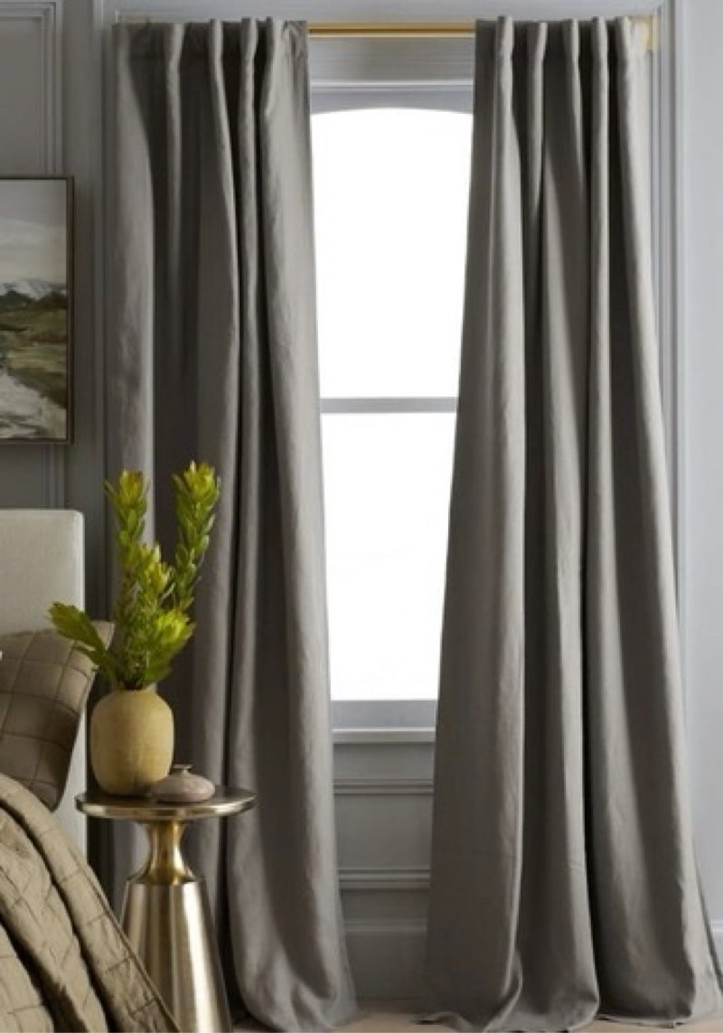 quince european linen blackout curtain gray 48" x 84 " one panel