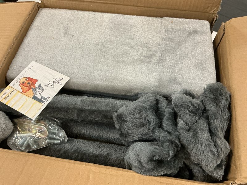 Condition photo showing Good Condition for 3-in-1 Pet Stairs for Cats for High Bed, Adjustable Dog Steps, Modular 3-Tier, Cushioned Steps & Cat Condo, Adjustable Entrance, Dangling Ball, for Kittens, Senior & Cats (Grey, Medium) Grey 3 Medium