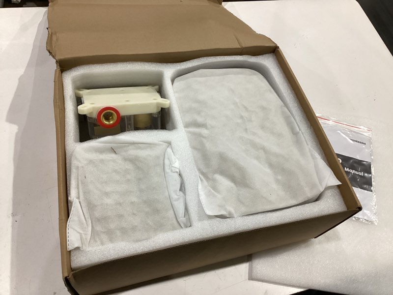 Condition photo showing Good Condition for shower faucet set, 12" ceiling mount rainfall shower system with 2 rain shower heads, 2-in-1 handheld, solid brass pressure balancing shower valve and trim kit, brushed gold