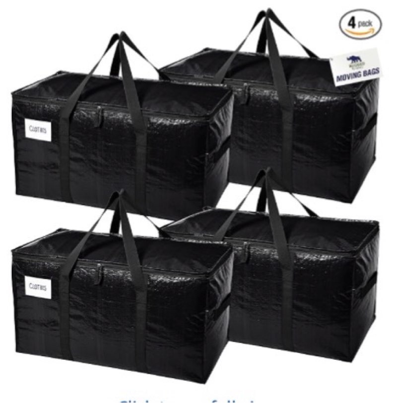 rugged rhino 4 pack heavy duty extra large moving bags, durable bag with strong handles and zipper, 