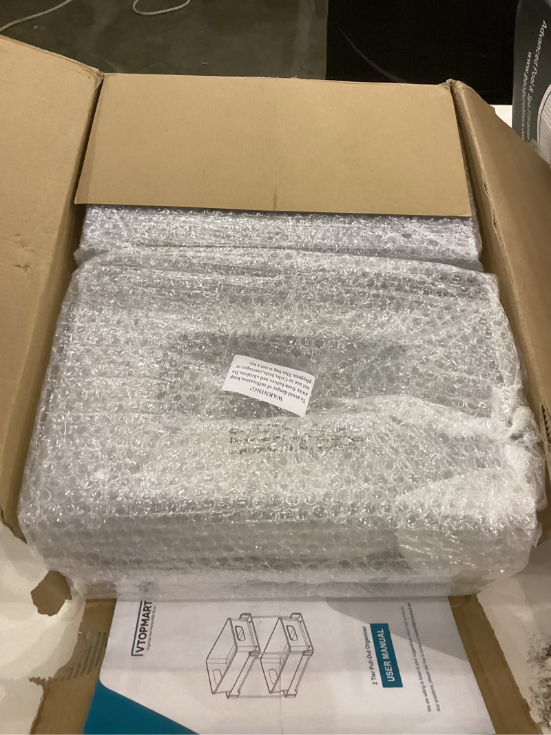 Condition photo showing New/Like New for Vtopmart 4 Pack Bathroom Organizer, 2 Tier Clear Under Sink Organizers Vanity Countertop Storage Container,Cabinet Drawers Bins, Pull-Out Organization with Track for Pantry, Kitchen Clear 4 Pack