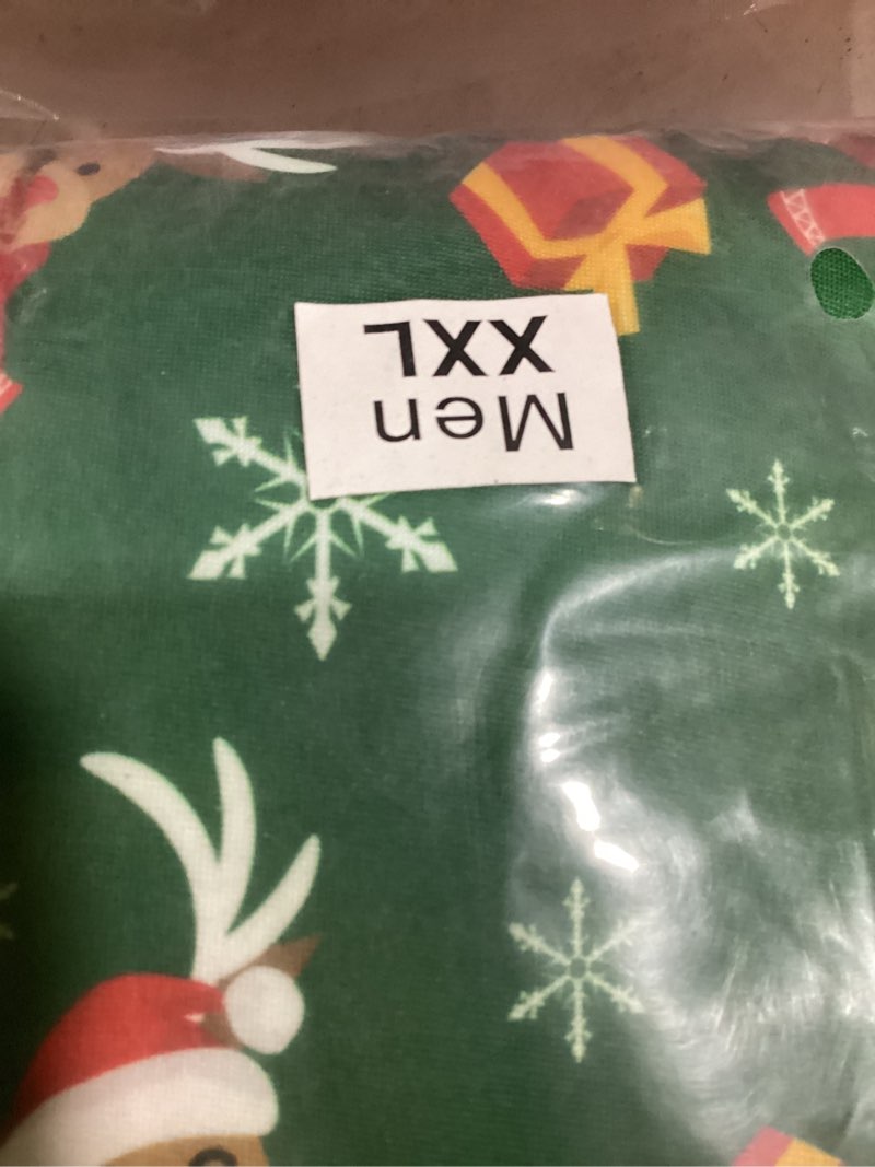 Condition photo showing New/Like New for ANGELGGH Family Matching Christmas Onesie, Cute Vacation Print One Piece Pajamas, Hooded Holiday Sleepwear Nightwear (Men, XXL, Hat Reindeer)