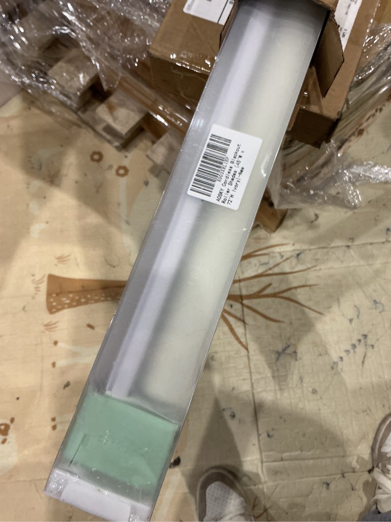 Condition photo showing Good Condition for aosky cordless roller shades blackout blinds for windows room darkening rolled up shades with spring system, uv protection window shades door blinds for home and office (45" w x 72" h, ivory) 45"w x 72"h ivory