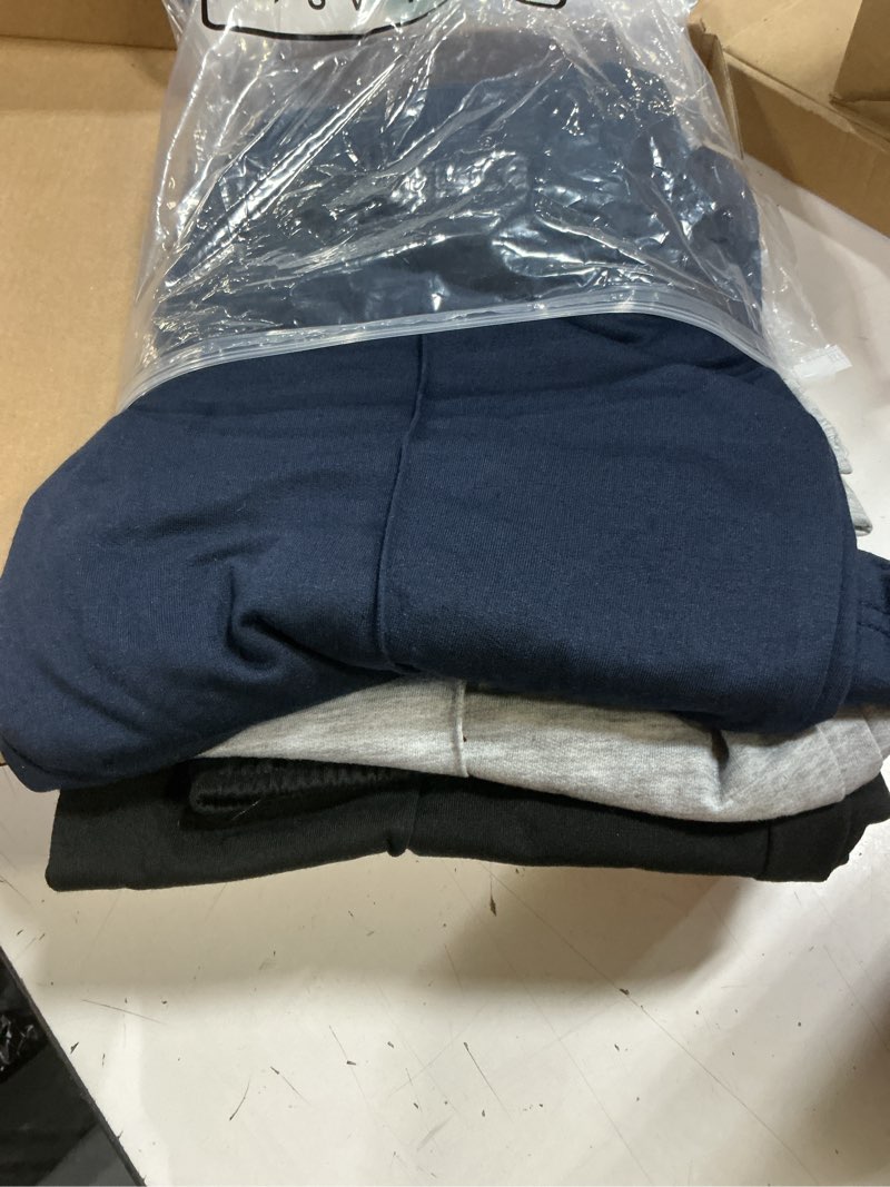 Condition photo showing New/Like New for 3 pack girls' flare sweatpants elastic waist bell bottom pants bootcut casual trousers with pockets for 5-14y kids navy blue, light heather gray, black 11-12 years