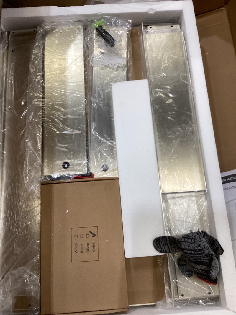 Condition photo showing Good Condition for tokeshimi 16 x 24 medicine cabinet mirror, assembly required, brushed nickel mirror medicine cabinet bathroom, beveled aluminum frame, wall mounted or recessed, tempered glass brushed nickel 16x24 in