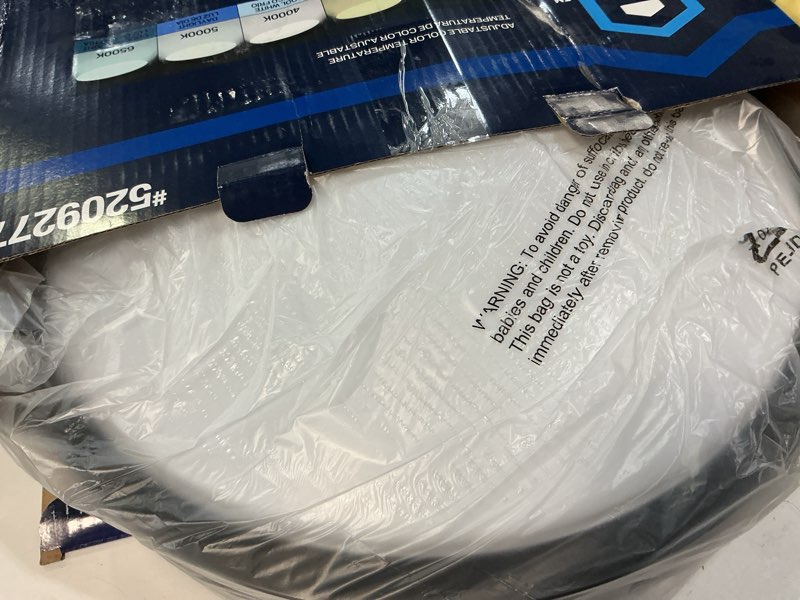 Condition photo showing As Is for project source 11-in matte black indoor 1 -light led tunable white flush mount light with plastic