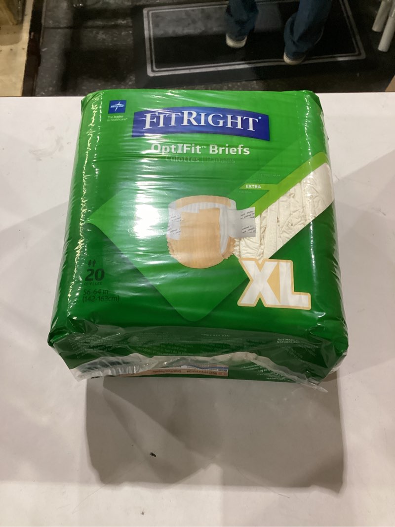 Condition photo showing New/Like New for fitright adult diapers, extra heavy absorbency, xl (waist size 56in-64in), 80 count, optifit incontinence briefs for men and women, disposable, moisture wicking, leak protection, 80 count x-large