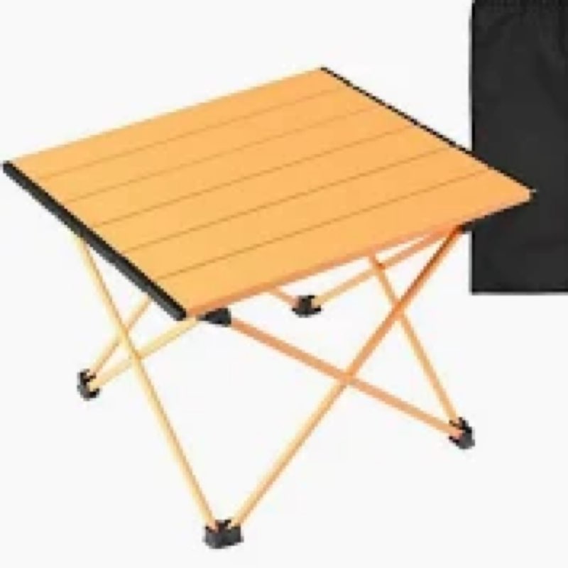 Tesouro Portable Camping Table,Folding Side Table Aluminum Top for Outdoor Cooking, Hiking, Travel, 
