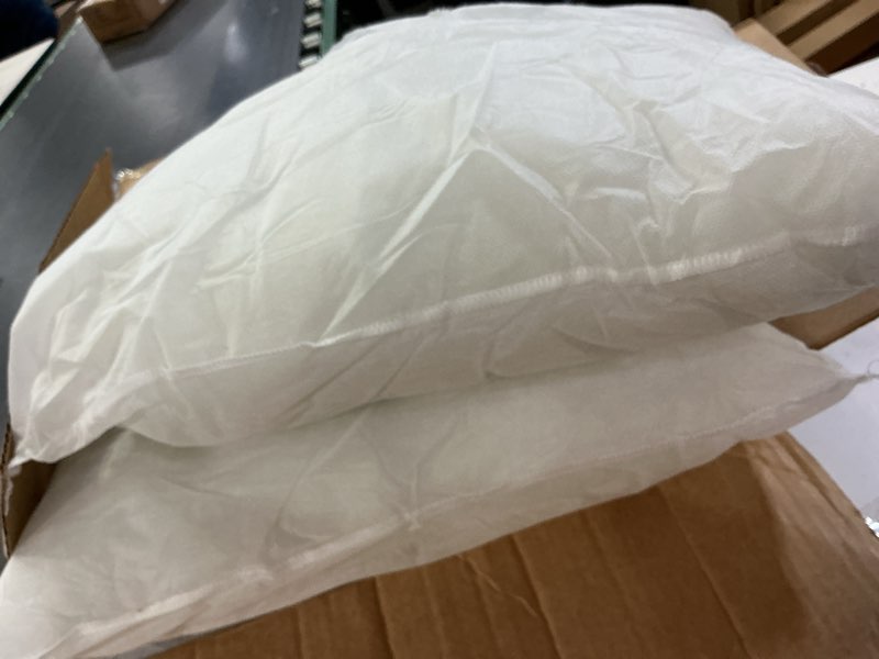 Condition photo showing As Is for Utopia Bedding Throw Pillows (Set of 4, White), 18 x 18 Inches Pillows for Sofa, Bed and Couch Decorative Stuffer Pillow 18x18 Inch 4