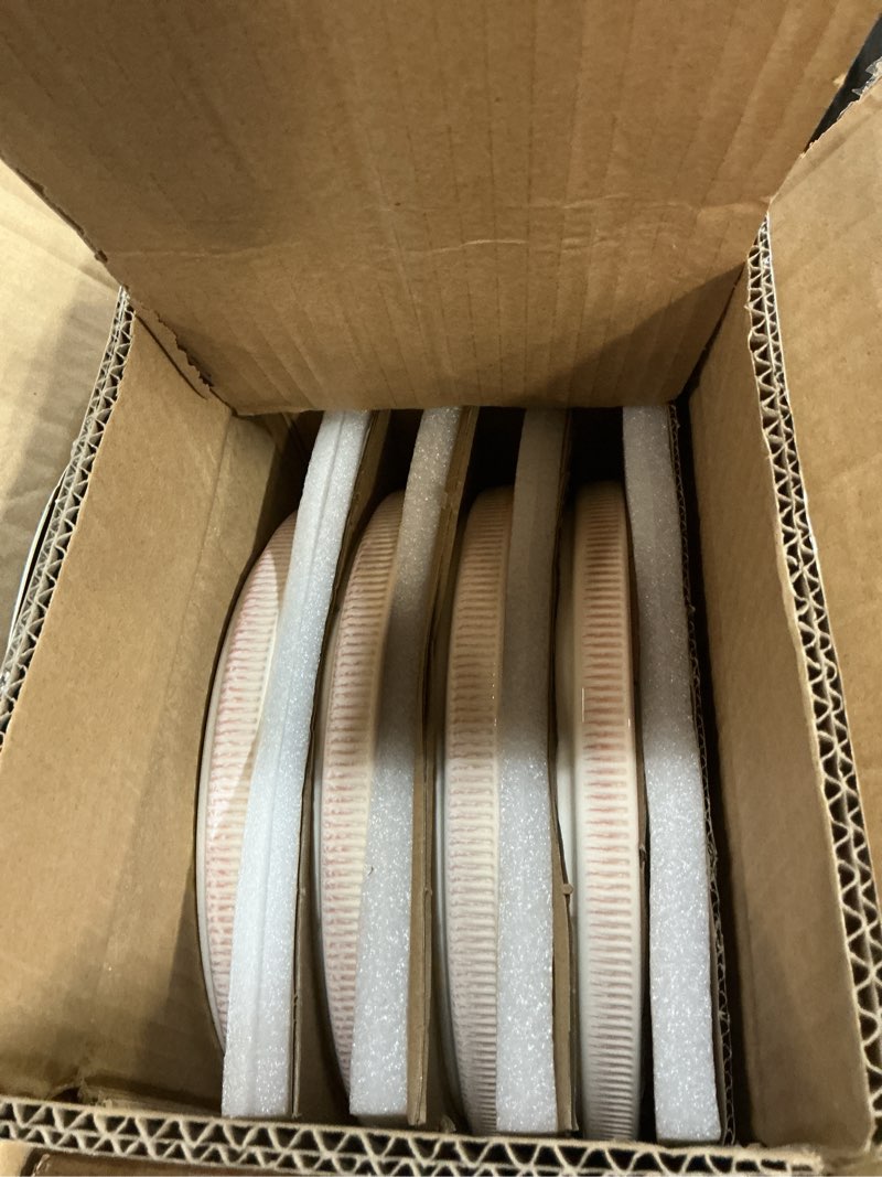 Condition photo showing New/Like New for TheTerra Ceramic Dinnerware Sets for 4, 12 Pieces Porcelain Lightweight Plates and Bowls Sets, Scratch Resistant Dish Set, Oven & Microwave & Dishwasher Safe, Primrose Pink Primrose Pink Service for 4