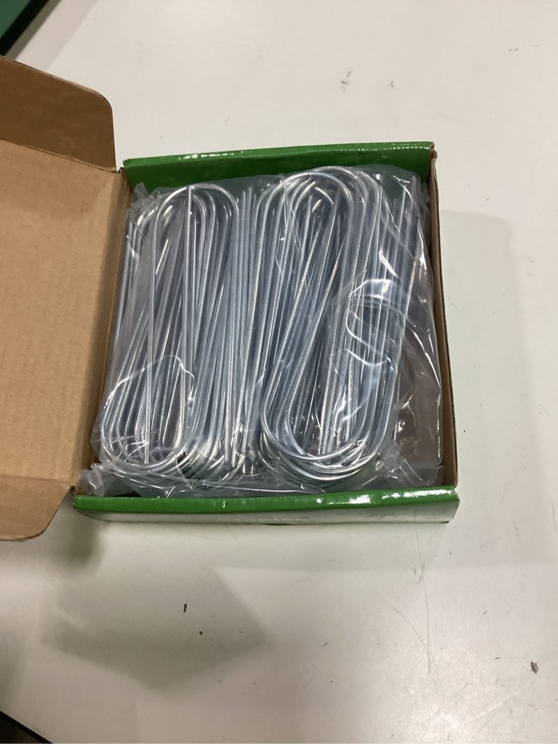 Condition photo showing New/Like New for mysit 6 inch 100 pack u shaped garden stakes, heavy duty 11 gauge galvanized drip irrigation stakes landscape staples for 1/2" to 1-1/2" soaker hose, weed barrier, yard decorations, fencing