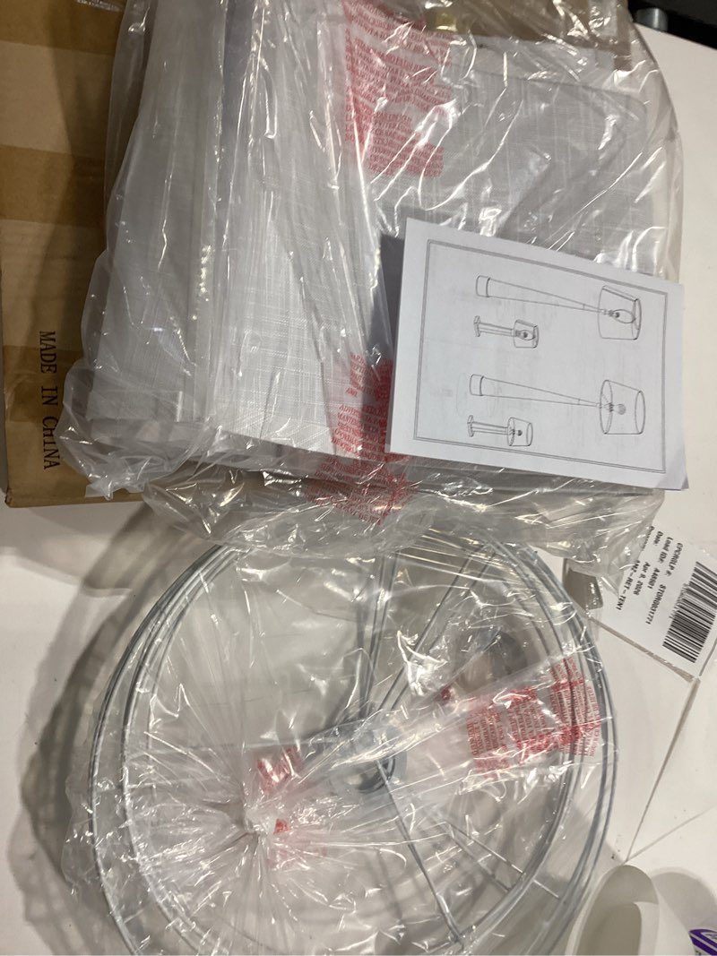 Condition photo showing Good Condition for drum lamp shades set of 2, large lampshades 13" top x 15" bottom x 11" height, alucset white lampshades with spider&uno fitter, natural linen lamp shade for table floor lamp, easy assembly required fabric white