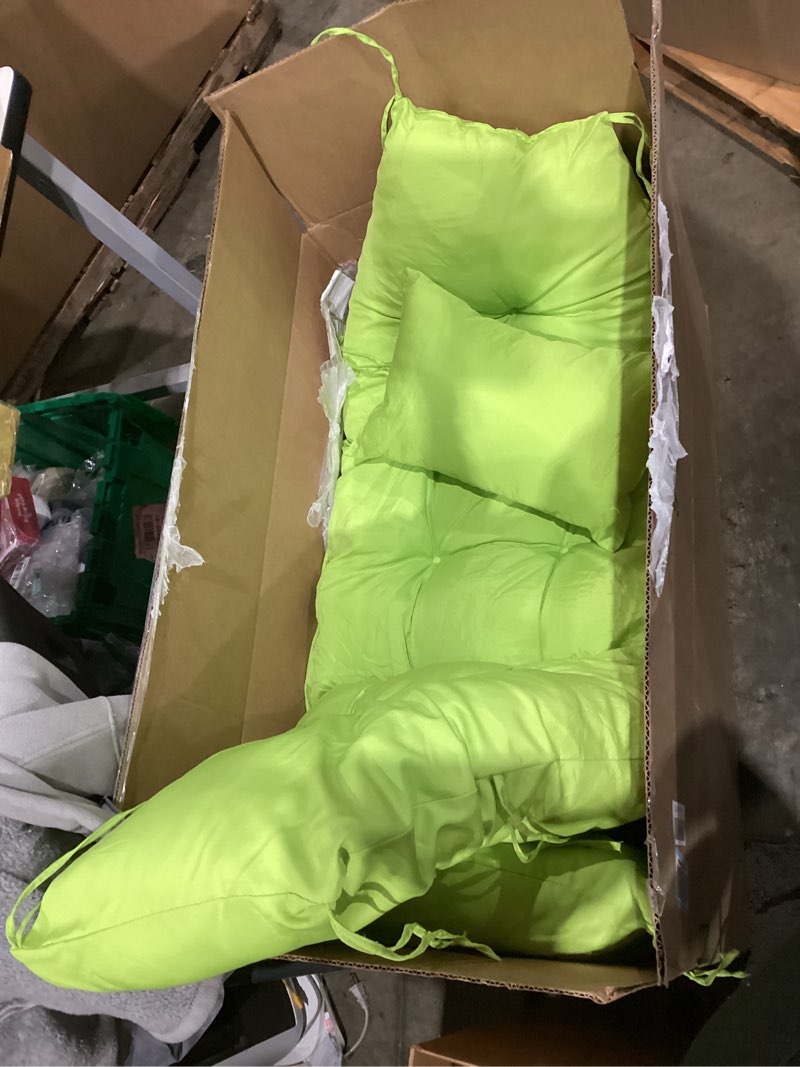 Condition photo showing As Is for Tudomro Egg Chair Cushion Filling 2.58 kg Replacement Rocking Chair Cushions High Back Swing Hammock Egg Hanging Cushion Thicken for Indoor Outdoor Patio Garden (Green,1 Pcs) 1 Green