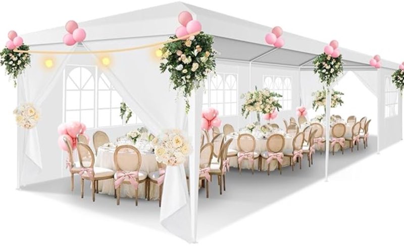 hoteel 10x30 party tent outdoor canopy tent with removable sidewalls, white tents for parties waterproof for patio gazebo shelter carpas wedding events bbq