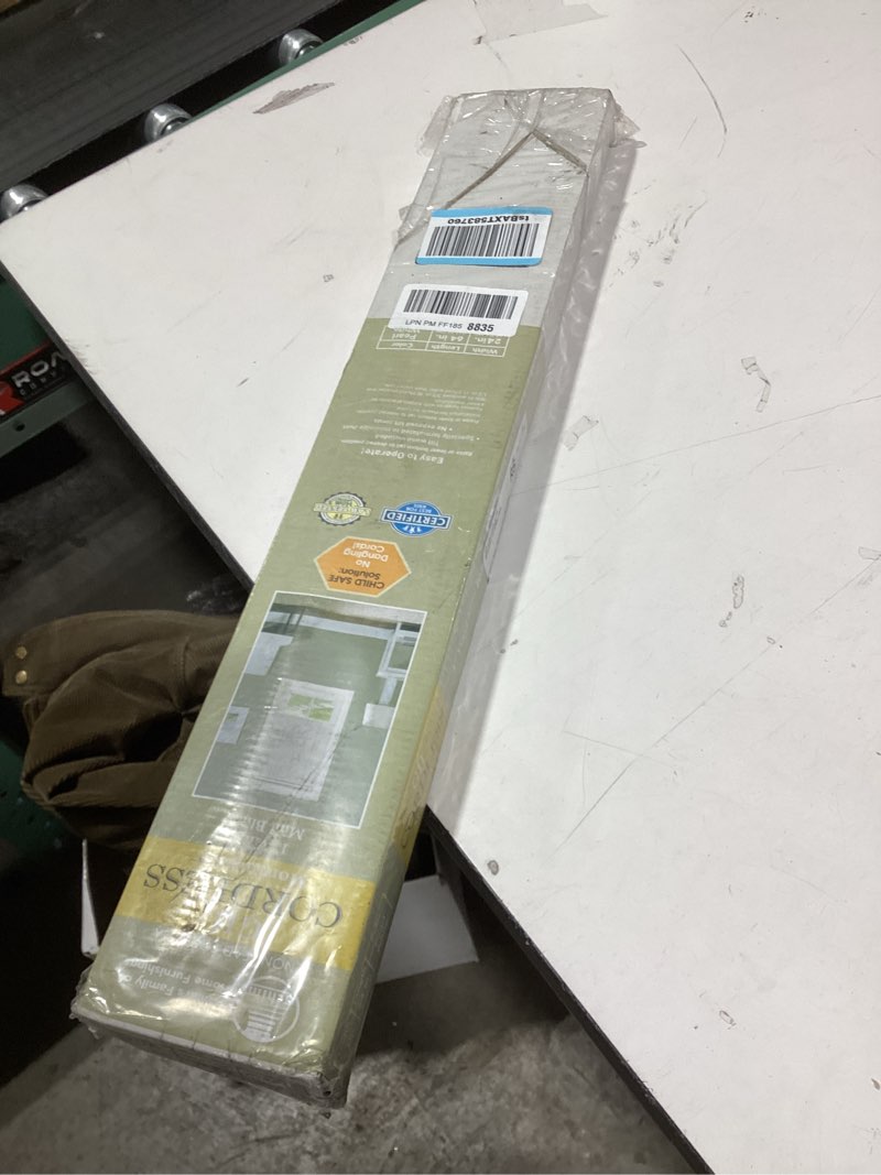 Condition photo showing New/Like New for Cordless Light Filtering Mini Blind - 24 Inch Width, 64 Inch Length, 1" Slat Size - Pearl White - Cordless GII Morningstar Horizontal Windows Blinds for Interior by Achim Home Decor 24"W x 64"H Pearl White