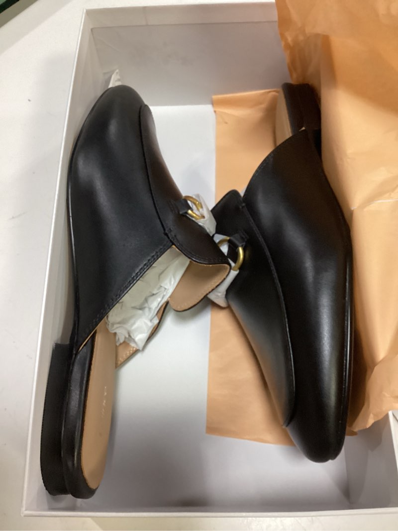 Condition photo showing Good Condition for quince italian leather horsebit loafer mule, 9, black