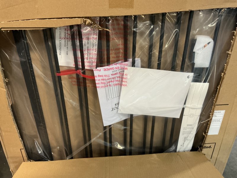 Condition photo showing New/Like New for cumbor 2 pack 29.2-43" no bottom bar baby gate for stairs, 2-in-1 auto close dog gate indoor, hardware mounted pet gate for doorways with large walk thru door, child-proof safety gate for kids (black) black hardware mounted only (no bottom bar) 29.2"-43" w x 28" h | 2 pack