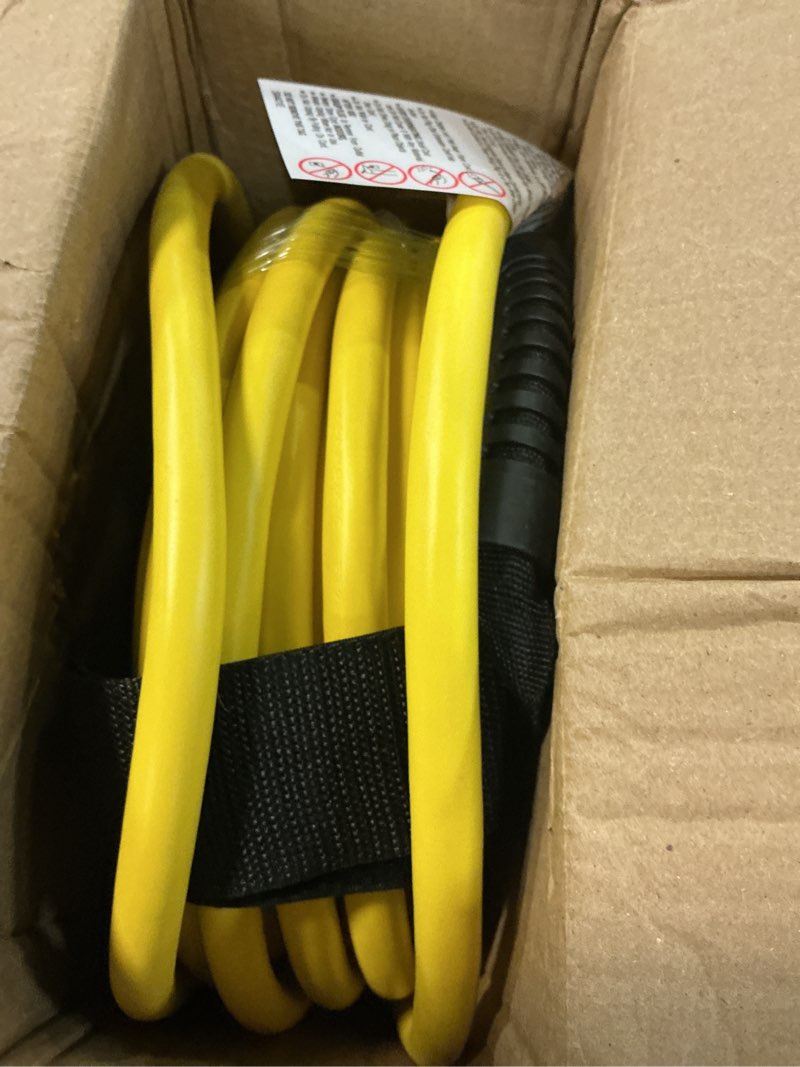 Condition photo showing New/Like New for 50ft outdoor/indoor extension cord with lighted 10/3 gauge ultra 3 prong heavy duty sjtw, waterproof, flexible cold-resistant,15a 125v 1875w, yellow yellow 50ft