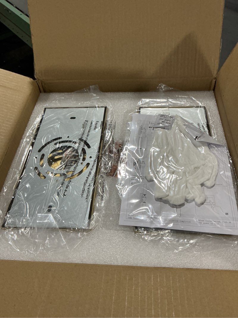 Condition photo showing As Is for Champagne Brass Bathroom Wall Sconce - Set of 2 Modern Gold Light Sconces - Clear Glass Tube Vanity Lights - Vertical or Horizontal Mounted Dimmable Lighting Fixtures for Indoor Living Room Hallway Elegant Gold 2 Pack