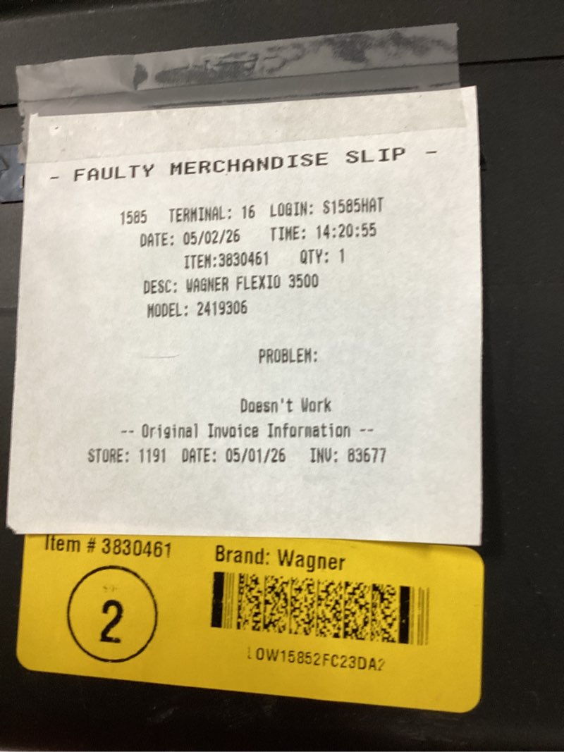 Condition photo showing As Is for wagner flexio 3500