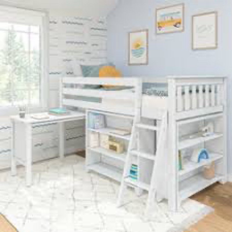 Versatile Wooden Loft Bed With Drawers, Desk And Shelves, A Perfect Space-Saving Solution For Kids And Teens.