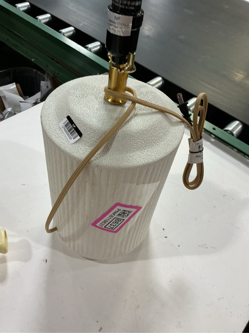 Condition photo showing As Is for ceramic lamp base with reactive glaze white - threshold designed with studio