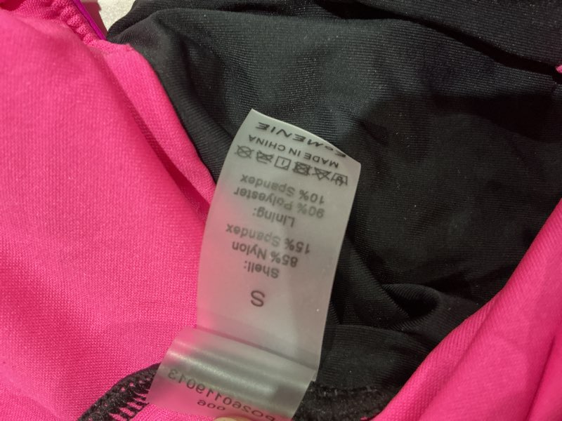 Condition photo showing Good Condition for eomenie one piece swimsuit for women tummy control ruched bathing suit | cutout u wire swim suits, v neck, adjustable spaghetti straps small hot pink black