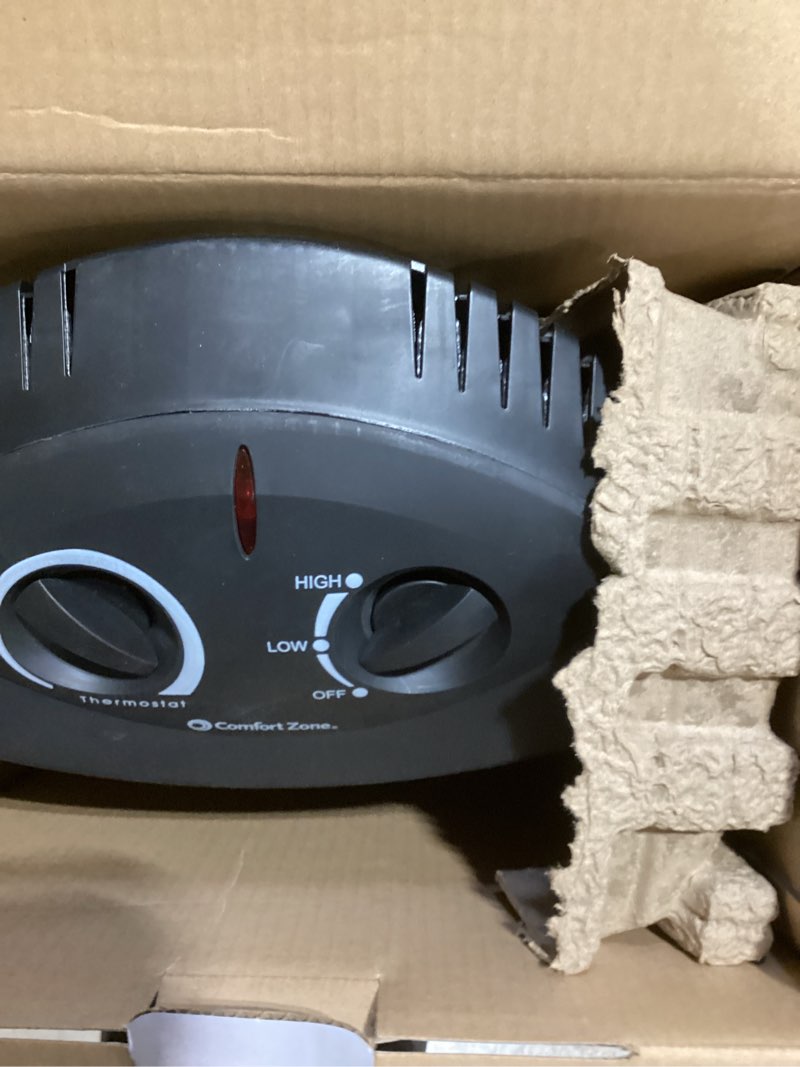Condition photo showing Good Condition for Comfort Zone Indoor Tower Space Heater  Adjustable Thermostat  Radiant Heat  Electric  Infrared Quartz  2 Heat Settings  Overheat Protection  Ideal for Home  Bedroom  & Office  1 500W  CZQTV007BK
