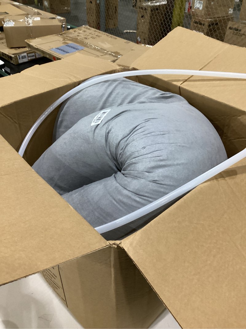 Condition photo showing Good Condition for furhaven 44" round orthopedic dog bed for large dogs w/ removable washable cover, for dogs up to 80 lbs - sherpa & suede snuggery - gray, 44-inch gray jumbo