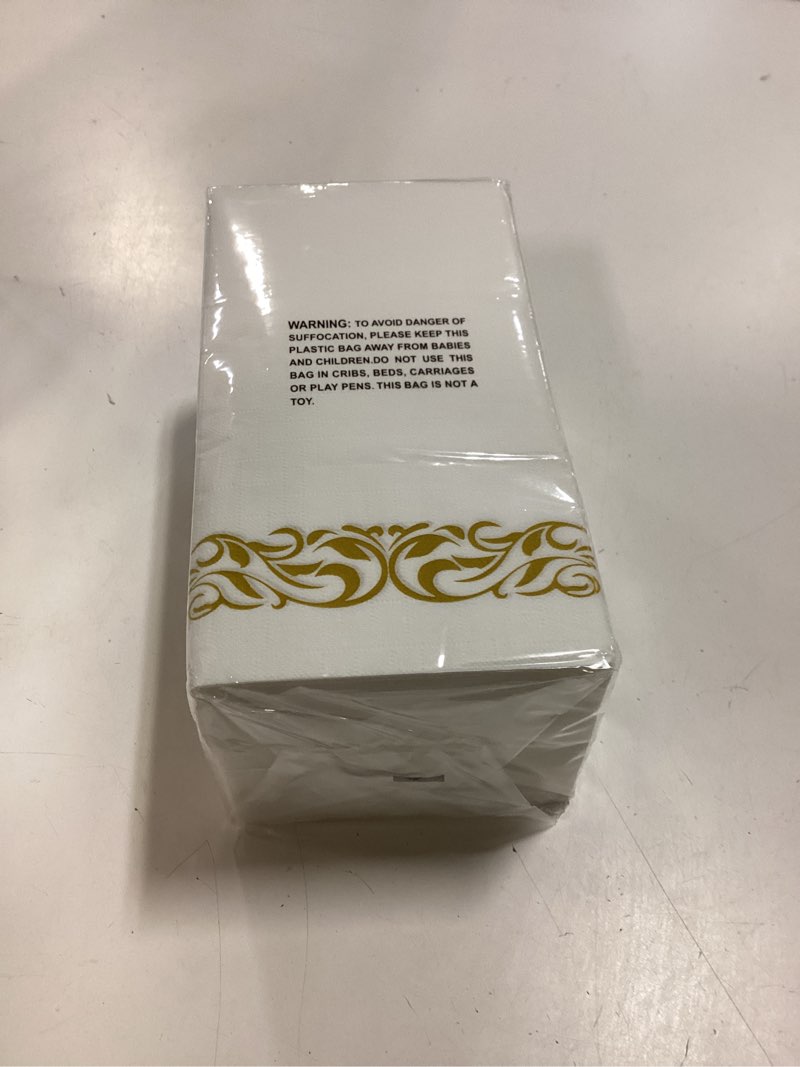 Condition photo showing New/Like New for bestvip 400 pack disposable paper napkins,3-ply dinner napkins with gold trim for guests,bathroom paper hand towels soft and absorbent,perfect for christmas,kitchen,dinner,party,wedding or event gold 400