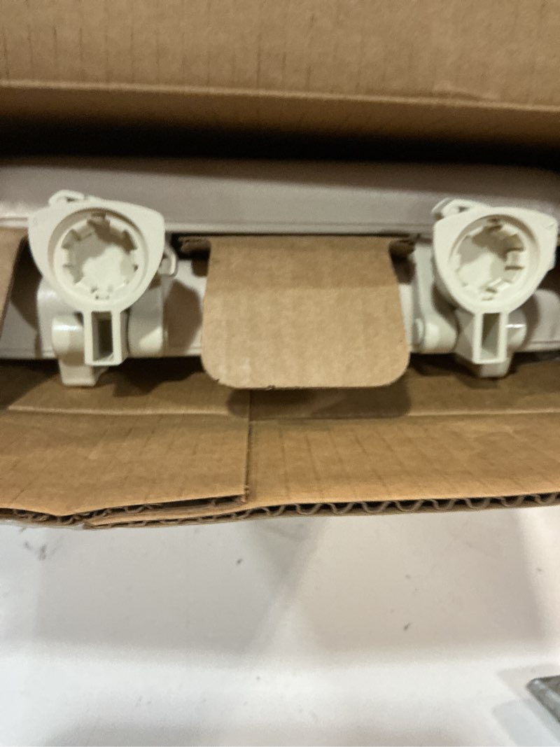 Condition photo showing Good Condition for mayfair padded toilet seat, cushioned soft vinyl over wood core seat, secure hinges, easy clean, made in usa, round, white round white toilet seat