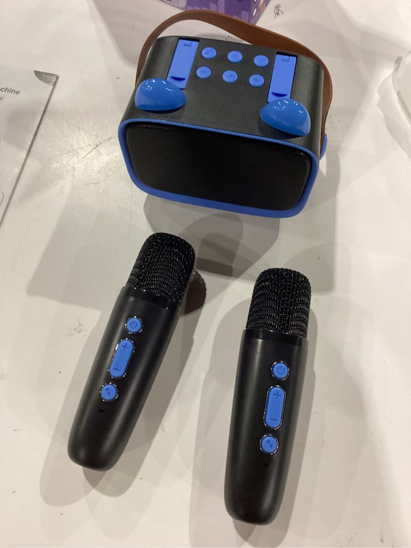 Condition photo showing New/Like New for Mini Karaoke Machine Toys Gifts,Kids Portable MP3 Player with 2 Wireless Microphone and LED,Christmas Birthday Gifts for Girls Boys 3 4 5 6 7 8+ Year Old (Blue)